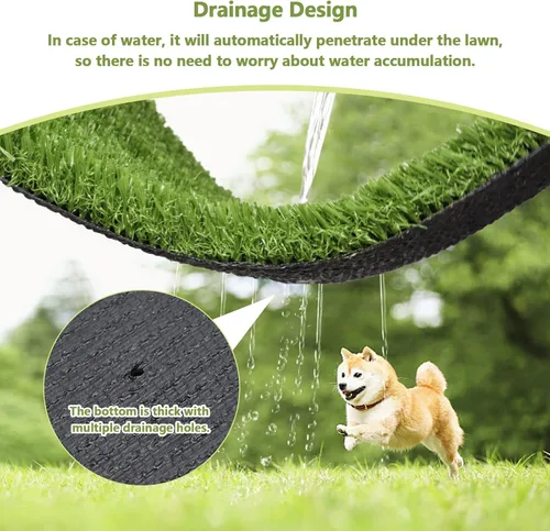 Vista 3 de 39.4 x 31.5 pulgadas de césped artificial para perros, alfombra de césped artificial para entrenamiento de orinal de cachorros, alfombra de césped