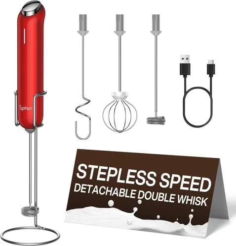 Vista 2 de InstaWhisk Milk Frother with Variable Speed, Rechargeable Coffee Frother Wand with Detachable Double Whisk, Drink Mixer Handheld Electric Stirrer