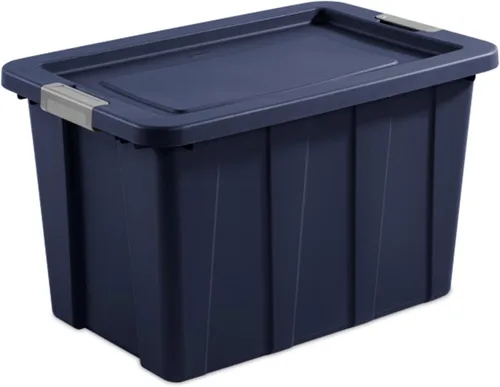 Vista 5 de Sterilite Paquete de 4 contenedores de almacenamiento con tapas, bolsas resistentes, Tuff1, 30 galones, índigo oscuro