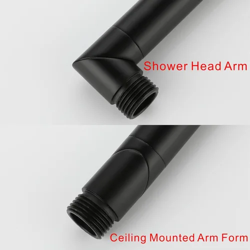 Vista 4 de Bropury Arma de extensión de cabezal de ducha ajustable en forma de L de 11.5-18 pulgadas y conversión Brazo de ducha montado en el techo de 11-19