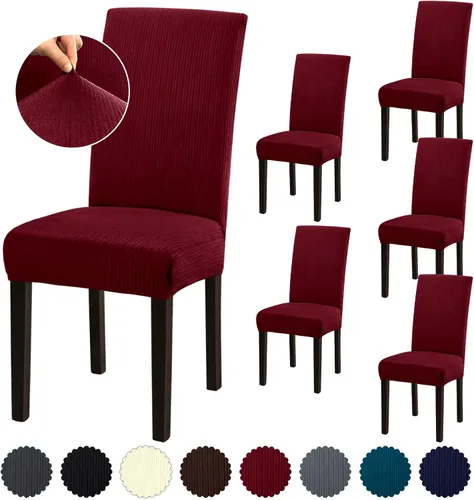 Vista 110 de Juego de 6 fundas elásticas para sillas de comedor, extraíbles y lavables, para sillas de comedor, hotel, ceremonia