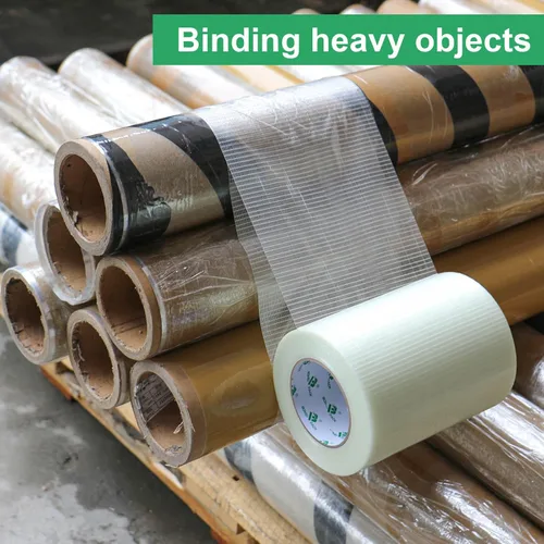 Vista 7 de BOMEI PACK Cinta de embalaje reforzada de fibra ancha de 8 pulgadas, cinta de fleje de filamento de fibra de vidrio bidireccional resistente
