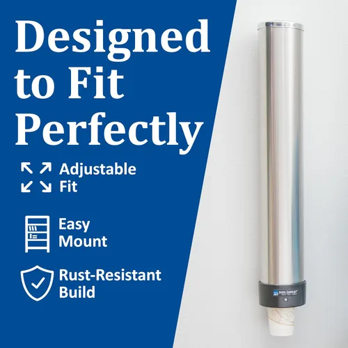 Vista 11 de San Jamar Dispensador de Vasos de Tipo Tirón de 32-46 Oz. Vasos para Restaurantes, Hogar y Oficina, Plástico, 23.5 Pulgadas, Plateado, Grande