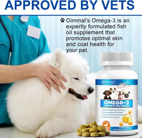 Vista 5 de Aceite de pescado Omega 3 para perros – 180 unidades de tabletas – Ayuda a eliminar el derramamiento, alergia de la piel, picazón y alivio