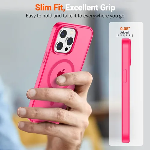 Vista 1103 de SUPFINE - Funda magnética para iPhone 13 Pro Max (compatible con MagSafe), (protección contra caídas de grado militar de 10 pies), delgada, Negro