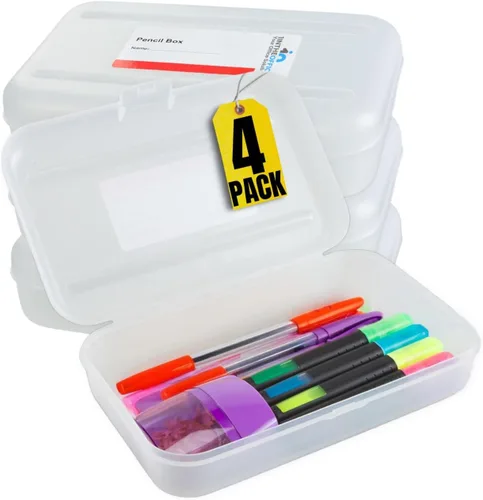 Vista 7 de 1InTheOffice Caja de lápices, estuche de plástico transparente de 8 x 5 pulgadas, (paquete de 2)