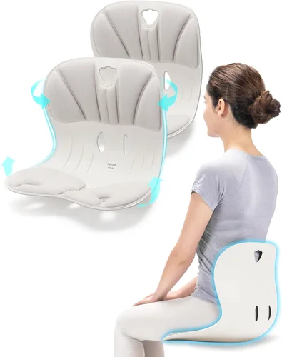 Vista 13 de curble Paquete de 2 sillas ergonómicas de apoyo para la espalda, soporte lumbar para corrección de postura y alivio del dolor de espalda