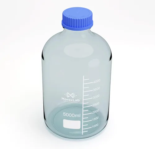 Vista 4 de Botellas de vidrio de almacenamiento de 5000ml – 1 pieza Botella redonda de almacenamiento de medios – Botellas de vidrio de borosilicato – Botellas