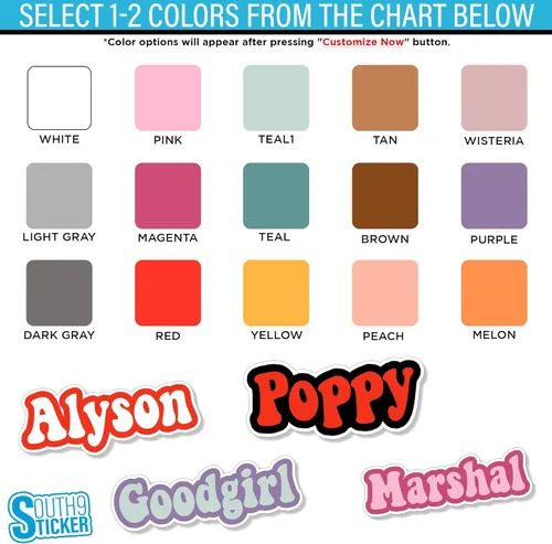 Vista 2 de Calcomanía personalizada con nombre colorido personalizado retro, calcomanía personalizada para botella de agua, vinilo troquelado impermeable