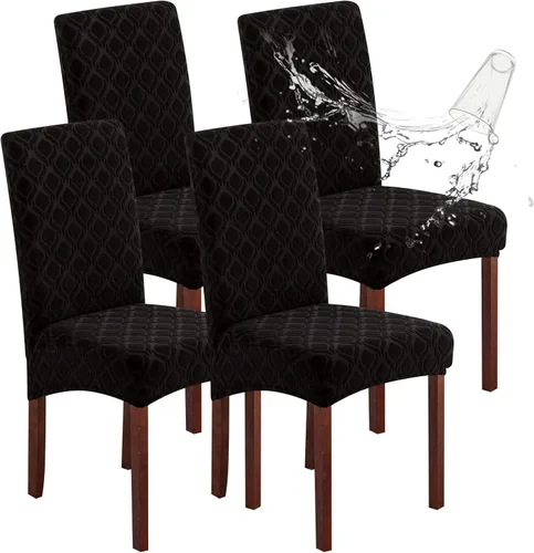 Vista 40 de Genina Juego de 4 fundas 100 % impermeables para sillas de comedor grandes, fundas protectoras elásticas para sillas Parson para el hogar
