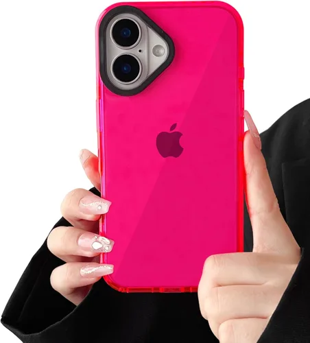 Vista 5 de FABSPARK Para iPhone 16 Pro Max,Funda protectora transparente neón, negro