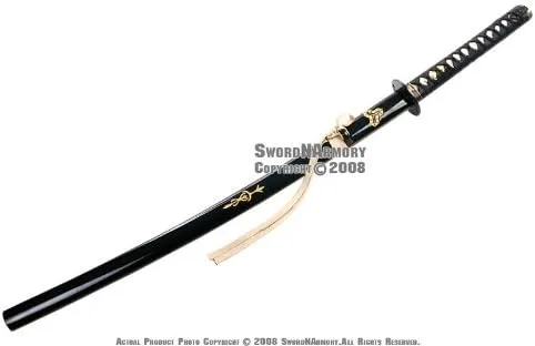 Vista 3 de Espada katana samurái hecha a mano de Kill Bill Bride's con soporte de exhibición y kits de limpieza