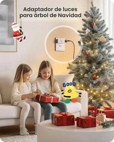 Vista 8 de LENCENT Adaptador de salida de 2 clavijas a 3 clavijas, extensor de enchufe de pared, enchufe de pared múltiple con 3 salidas de CA, expansor