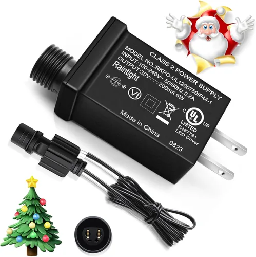 Vista 8 de Fuente de alimentación clase 2 de 4.5 V, enchufe de EE. UU., certificado UL, IP44, transformador de bajo voltaje impermeable para luz de Navidad