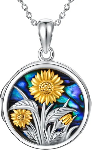 Dorunmo Collar con relicario personalizado de plata de ley 925 que sostiene fotos con mariposa, piedra de nacimiento, corazón, joyería Girasol de
