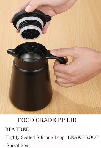 Vista 4 de Jarra térmica de acero inoxidable de 27 onzas con asa, olla aislada al vacío de doble pared para agua caliente, té, café, retención de calor, 27.1