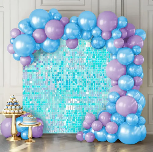 Vista 10 de Telón de fondo de pared con brillo, paneles de pared negros, 12 piezas de paneles cuadrados con lentejuelas brillantes, decoración de telón de fondo
