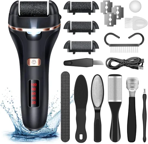 Vista 10 de AdamPark Removedor eléctrico de callos para pies, herramientas de pedicura recargable, kit de cuidado de pies, kit de removedor de callos portátil