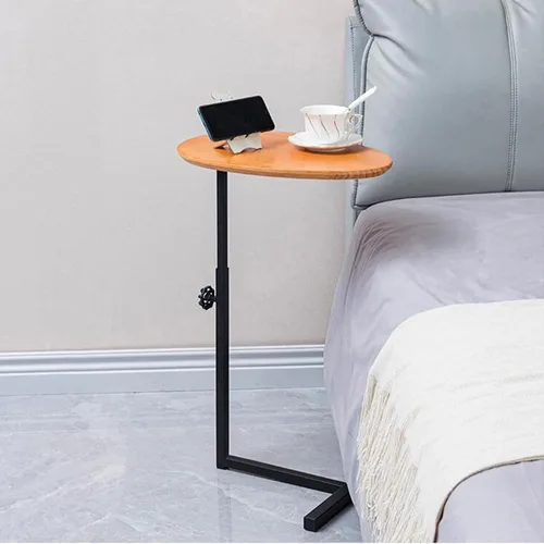 Vista 12 de NOGRAX Mesa auxiliar con altura de elevación (19.7-29.5 in), mesa auxiliar pequeña con base en T de madera maciza, ensamblaje de elevación móvil