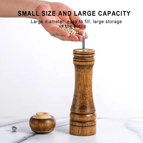 Vista 3 de Salt and Pepper Grinder, Adjustable Coarseness Wooden Spice Grinder, Ceramic Grinding Mechanism, 8" Manual Wood Pepper Mill for Gift