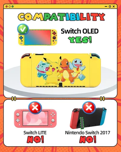 Vista 2 de Funda OLED para Nintendo Switch OLED con diseño de anime, diseño de dibujos animados, divertida, divertida, suave, delgada, protectora, acoplable