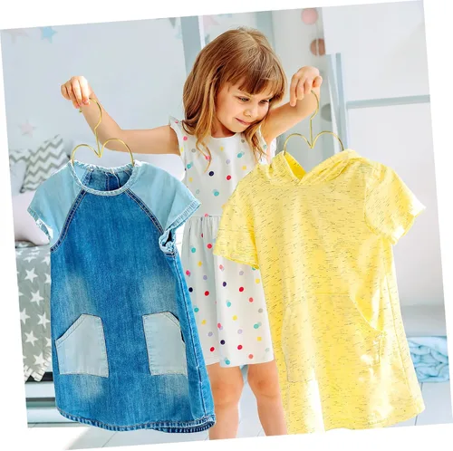 Vista 5 de Alipis Perchas doradas con forma de nube, 5 unidades, para ahorrar espacio, encantadoras perchas para ropa de bebé, perchas para niños, perchas