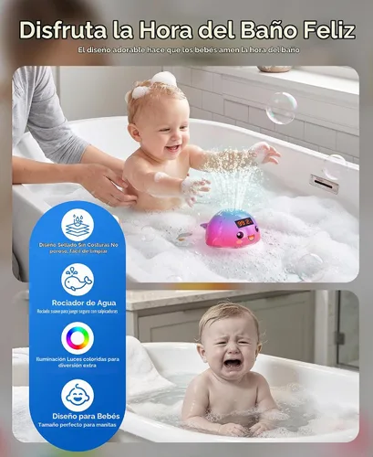 Vista 6 de Pircaath Juguete de aspersor de baño iluminado para bebé de 0 a 36 meses Azul claro
