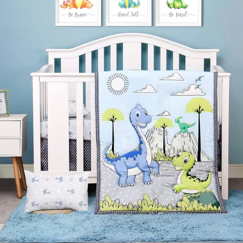Vista 14 de JISEN Juego de cama de cuna de 3 piezas para bebés, niños y niñas, color Oso