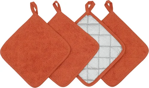 Vista 9 de Juego de 4 soportes de algodón para ollas de algodón, lavables a máquina, resistentes al calor, para uso diario, cocina, almohadillas calientes, Gris