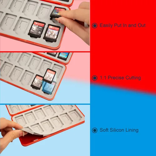 Vista 7 de Game Card Case for Nintendo Switch Games, Slime and Portable Carrying Storage Travel Box with 24 Card Slots, Hard Shell Protective and Durable