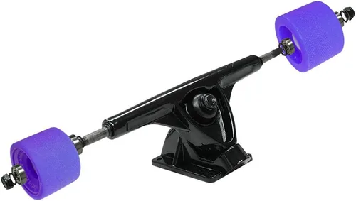 Vista 3 de Yocaher Longboard - Juego de ruedas para monopatín de 2.795 in + camiones negros de aluminio resistente de 7 pulgadas/7.087 in, rodamiento Azul bebé