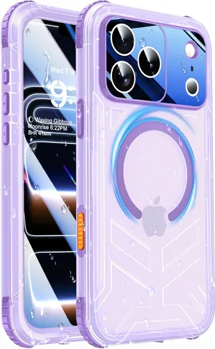 Vista 39 de Funda impermeable para iPhone 15 con Magsafe, protector de pantalla, cordón, IP68 militar de cuerpo completo a prueba de golpes, para deportes