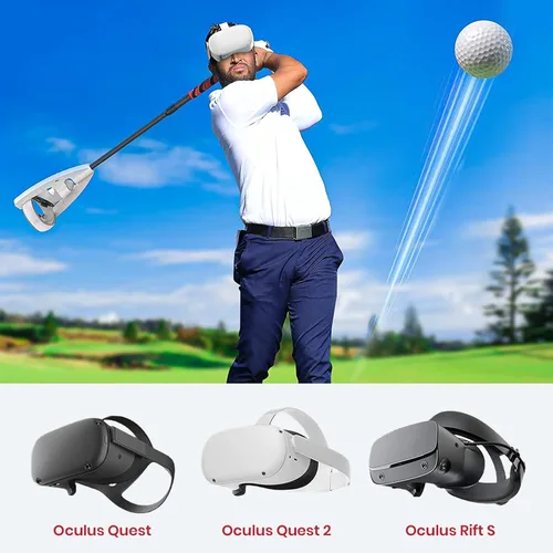 Vista 4 de VR Golf Club Handle Accessory - CODOGOY Golf Club Adapter Handle Attachment Compatible with Oculus Quest 2 Meta Rift S Designed for VR Games Like