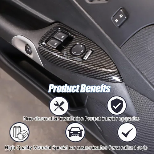 Vista 4 de Cubierta para interruptor de elevación de ventana compatible con Chevy Corvette C6 2005-2013, puerta de automóvil, ventana de vidrio, panel de botón