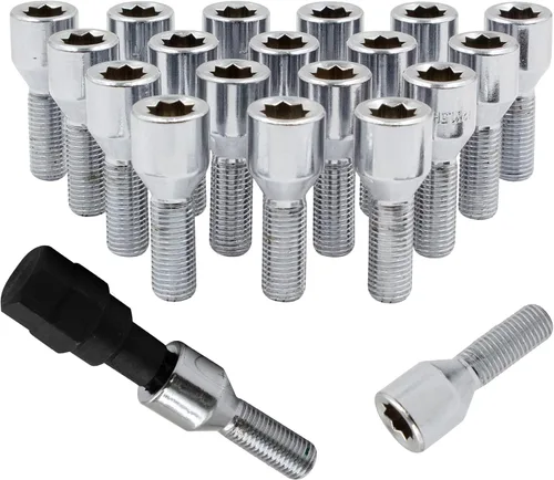 Vista 16 de Wheel Accessories Parts 20 piezas M14 x 1.50 14 x 1.5 rosca de bellota con spline para tuerca de rueda con acabado negro, vástago de 33 mm