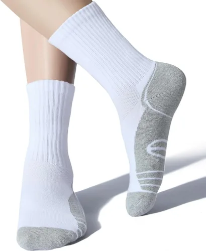 Vista 3 de Calcetines acolchados de algodón para hombre, con compresión de arco atlético, control de humedad, duraderos, cómodos, para trabajo, 6 pares