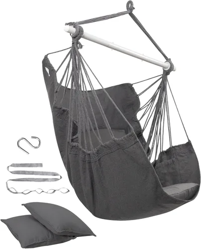 MIZTLI Silla de Hamaca Silla Colgante Silla de Cuna Silla Colgante para Dormitorio Interior Exterior - Máx 500 Lbs - Barra de Separación de Acero