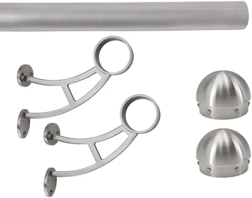 Vista 26 de Kit de riel de pie de montaje en barra sólida (a medida), tubo de acero inoxidable cepillado, soporte de riel de pie de montaje en barra, tapa final