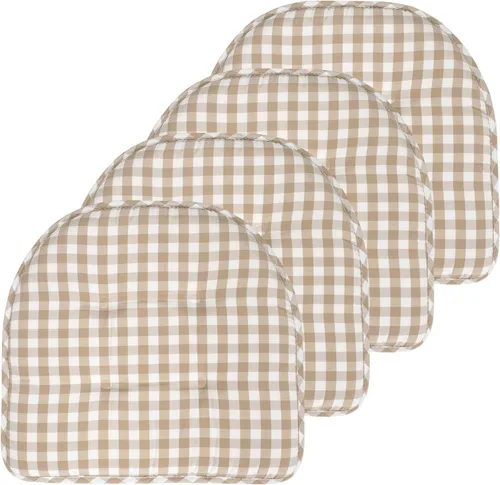 Vista 120 de Sweet Home Collection - Cojín de asiento de espuma viscoelástica y respaldo de caucho antideslizante con capitoné para silla, cojín en U, 17x16 Gris