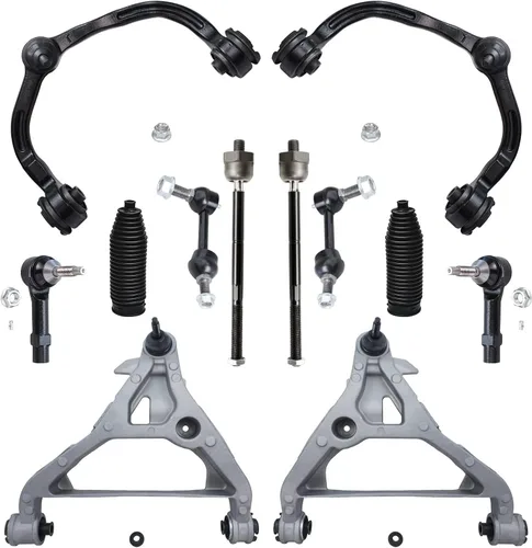 Vista 118 de Detroit Axle - Kit de suspensión de 12 piezas para Nissan Pathfinder Frontier Xterra, 4 brazos de control inferior y superior, 4 barras