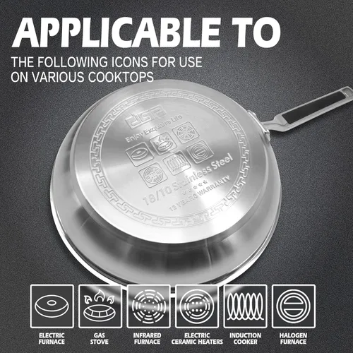 Vista 3 de DSP 7-Piece Pots and Pans Sets, 3-Ply Stainless Steel Kitchen Cookware Sets, Stay-Cool Stainless Steel Handles, Dishwasher Safe, Silver