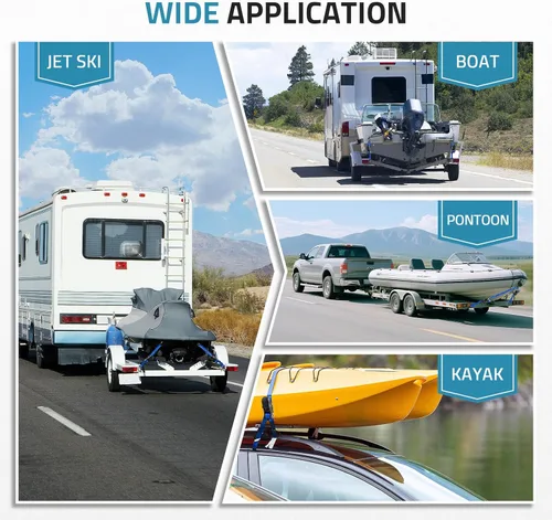 Vista 7 de PAULINN Correas de Amarre para Remolque de Barco de 1 Pulgada x 1.22 M, Correas de Amarre de Popa Ajustables de Alta Resistencia de 1089 KG