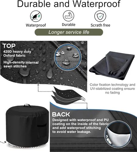 Vista 3 de Falezern Cubierta redonda para hoguera sin humo para exteriores, de 18 pulgadas, impermeable, compatible con Solo Stove Ranger y más