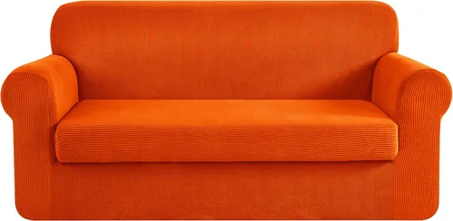 Vista 102 de CHUN YI Fundas para sofá de 7 piezas, lavables, fundas elásticas para sofá de 3 cojines con respaldo y fundas de cojín separados, protector