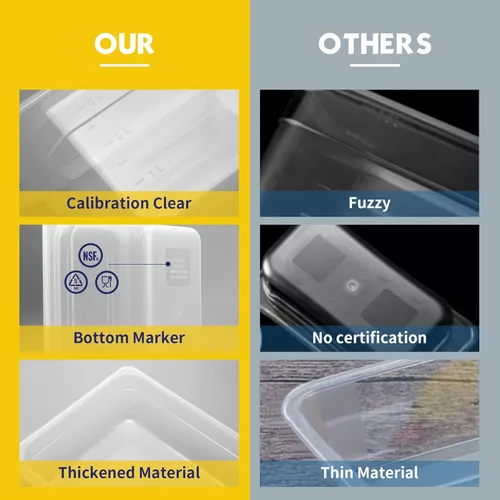 Vista 5 de BIEAMA Paquete de 12 bandejas de plástico de 1/9 de 4 pulgadas de profundidad con tapas, translúcidas, comerciales, sin BPA, almacenamiento apilable