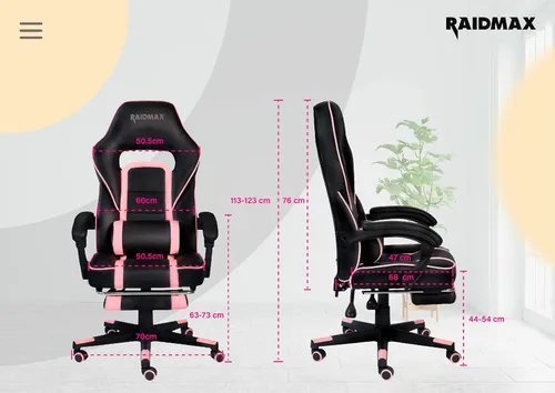 Vista 3 de Raidmax Advanced DK701 Series - Sillas para juegos de computadora, silla de juegos de tamaño XL con reposabrazos acolchado y reposapiés plegable