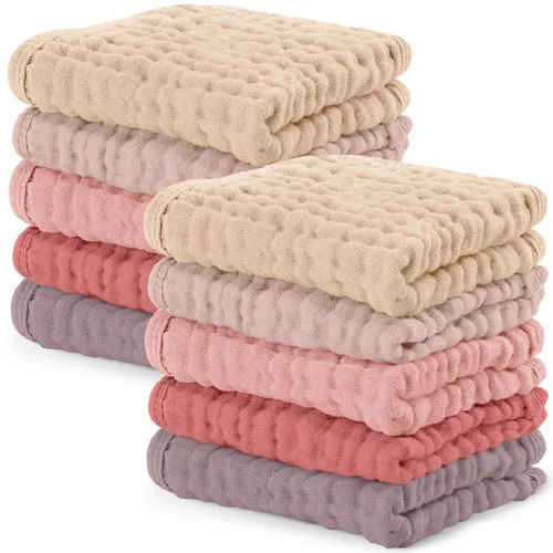 Vista 32 de Comfy Cubs - Paquete de 10 trapos de muselina para eructos, 20 x 10 pulgadas, grandes, de 6 capas, ultra absorbentes, 100 % algodón para babero