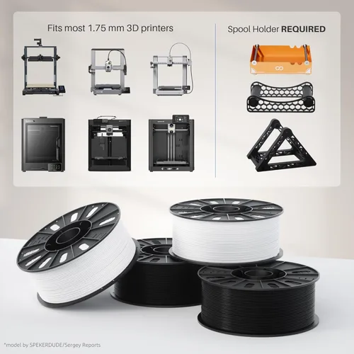 Vista 7 de Elegoo - Filamento PETG Rápido de 1.75 mm, Negro, 3 kg, Alta Velocidad de 600 mm/s, Filamento para Impresora 3D de Alta Precisión Dimensional