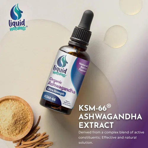 Vista 5 de Ashwagandha KSM 66 gotas, 2000 mg sabor a bayas naturales – Suplementos de Ashwagandha para mujeres, extracto de Ashwaganda Ksm-66 para apoyo