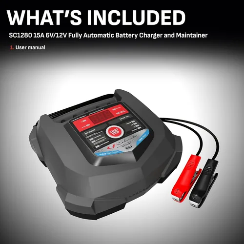Vista 4 de Schumacher Electric Car Battery Charger and Maintainer SC1280 4-in-1, 15 Amp, Fully Automatic for 6v and12v Automobile Batteries - Ideal for